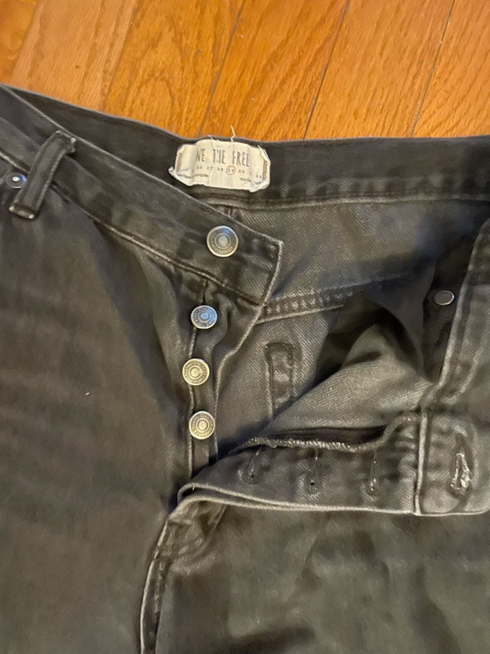 Free People Black Wide-Leg Distressed Hem Jeans - Picture 4 of 7